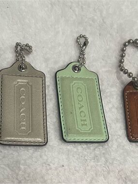 Choice of 1 COACH Various Leather Key Tag with Ball Chain: Large